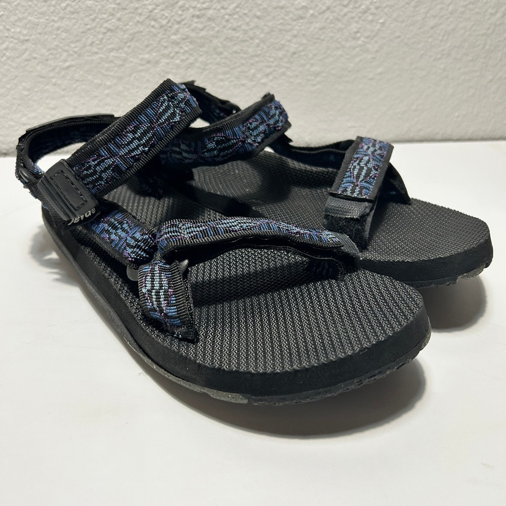 Teva Mens Original Universal Sandals Black Blue Geometric Pattern Size 9